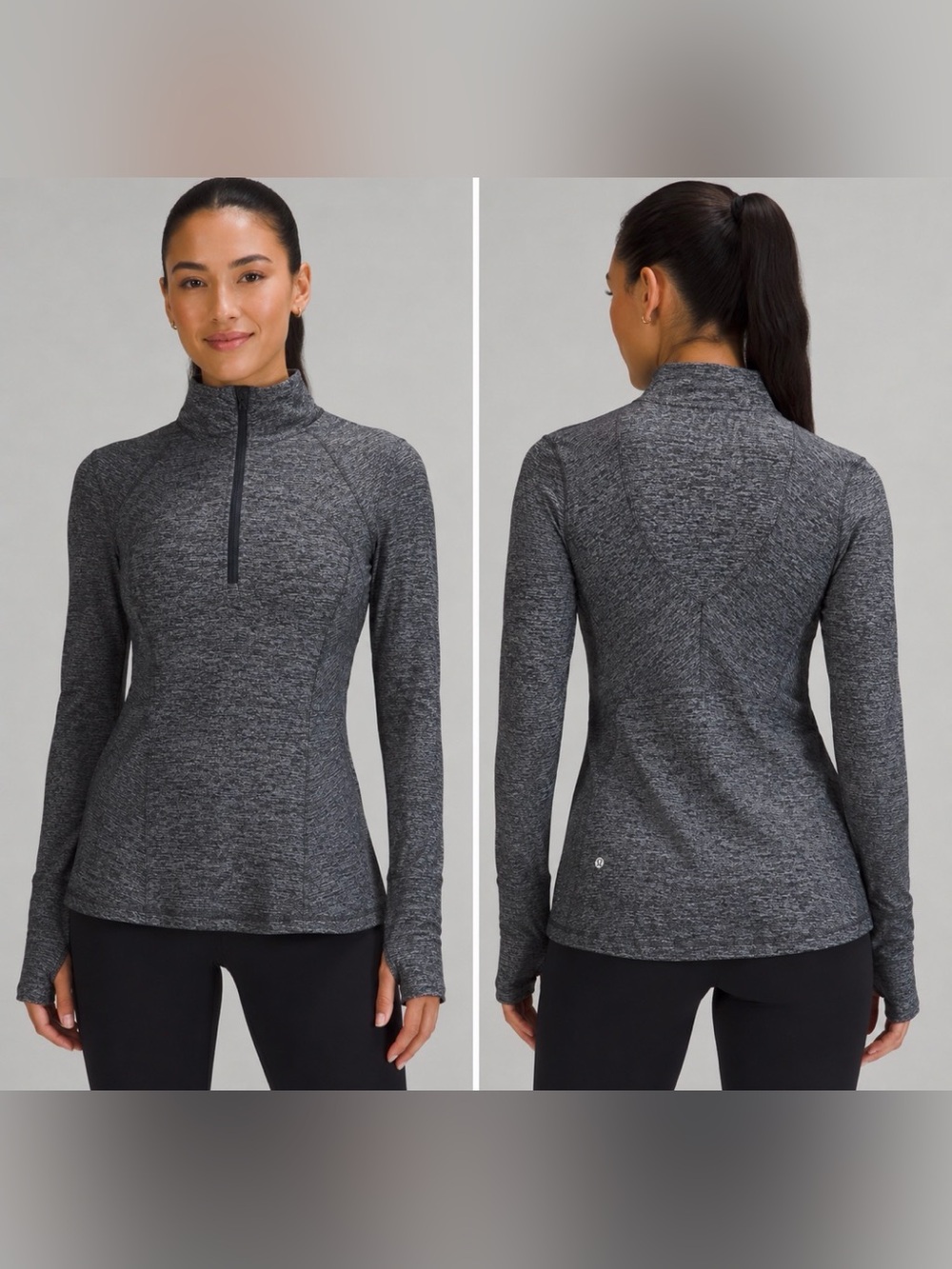 Lululemon Rulu 1/2 Zip Running Pullover Top Womens 6 Kanto Catch Me Heather Gray